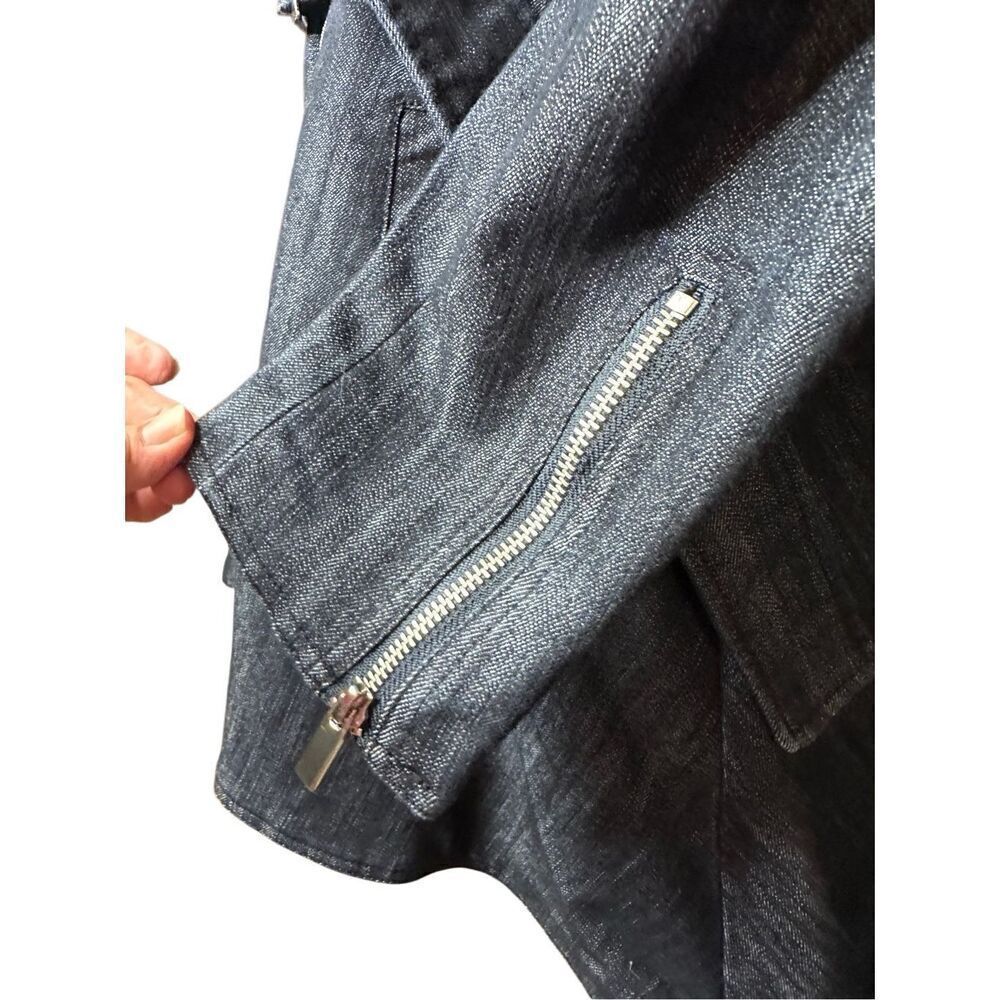 New York & Company Women's Denim Blue Belted Long Trench Coat Size Small - Picture 3 of 7